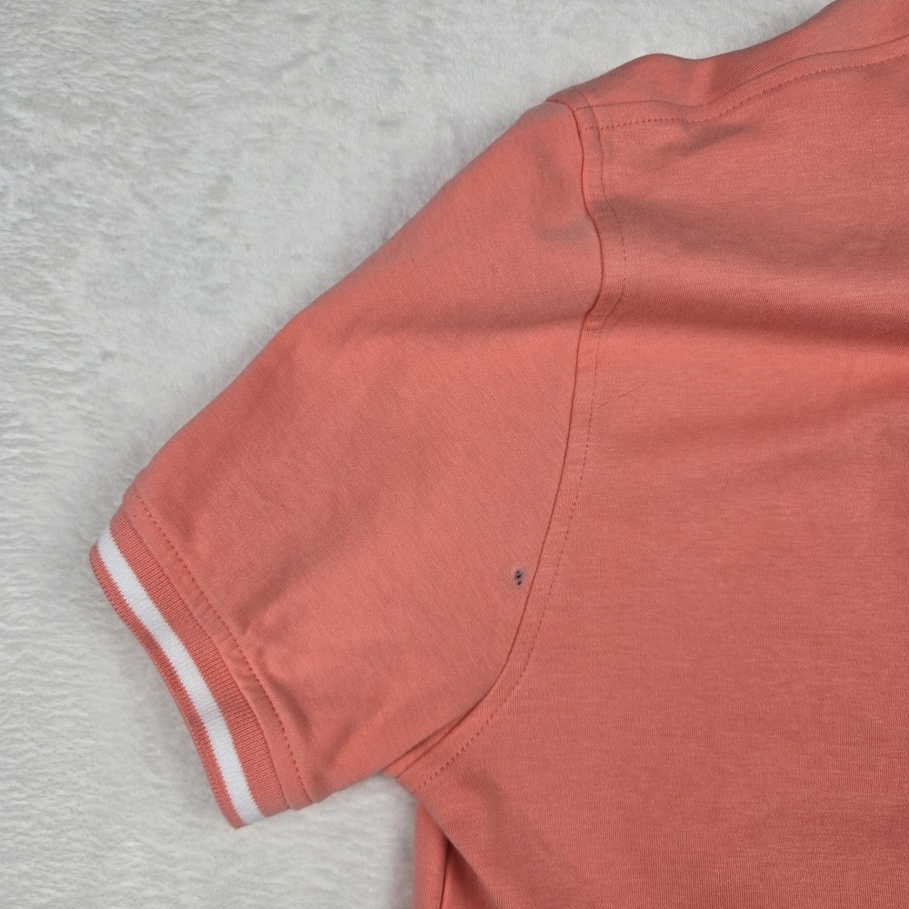 Tommy Hilfiger Men's Orange Pink Polo Size‎ Medium White Piping Logo - Picture 8 of 8